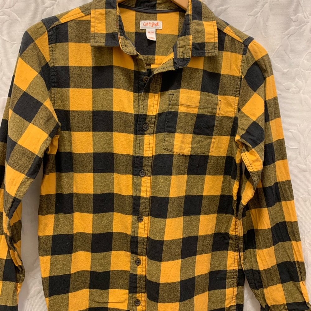 Cat & Jack Yellow and Black Checkered Shirt